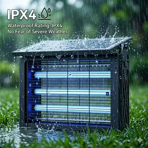Solar Charging Fly Elimination Lamp, Built-in Triple UV Luminous Tubes, IPX4 splash proof, wide range insect trapping ideal for outdoor courtyard use