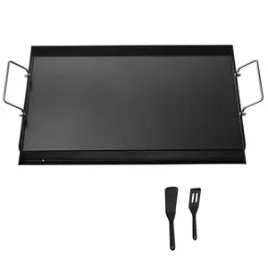 Carbon Steel Griddle, 24x16 inch Universal Flat Top Rectangular Plate, Gas Grill Griddle for BBQ Grill, Teppanyaki, Portable Family Cookware with Handle, for Camping Tailgating Party