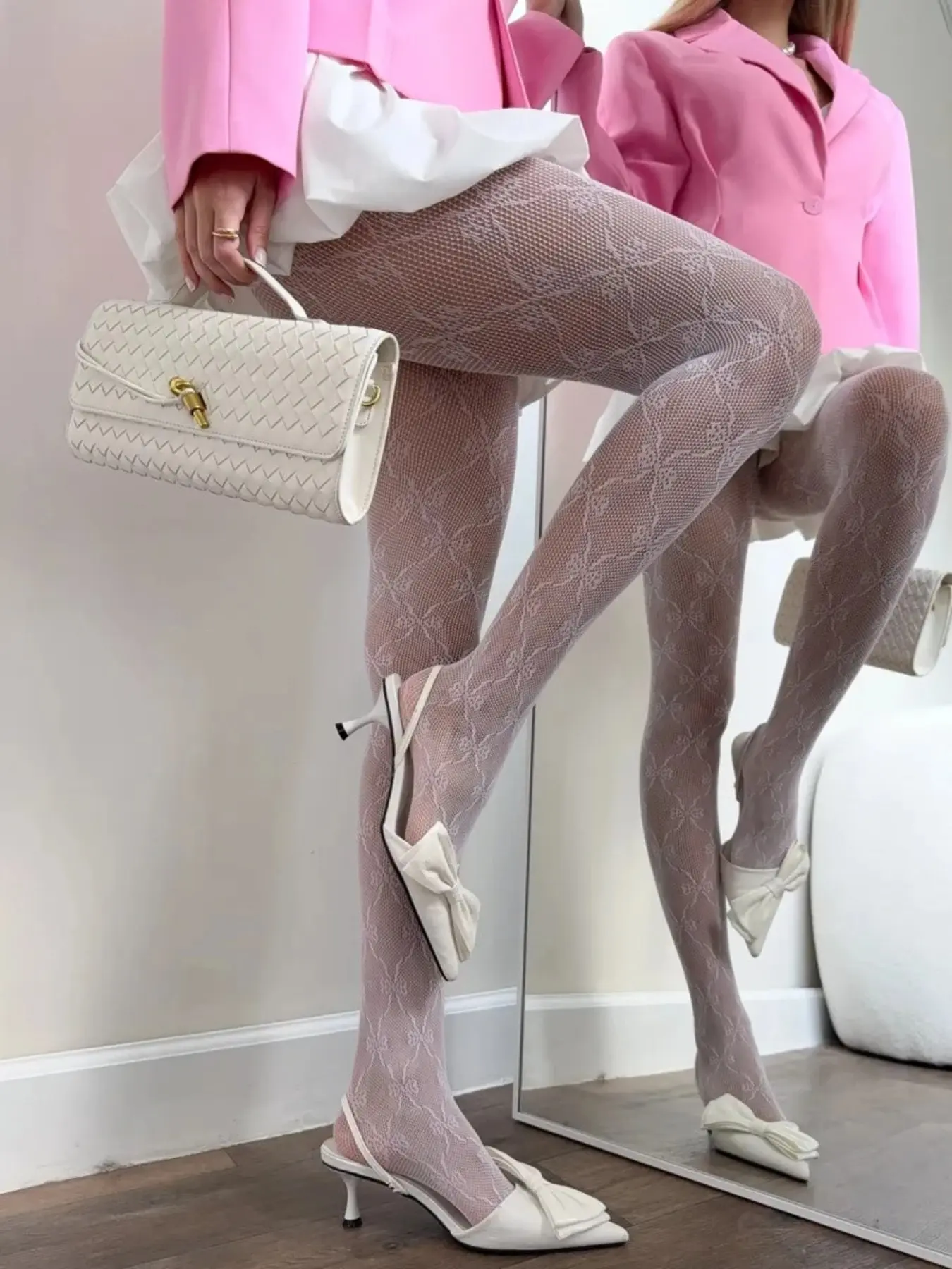 Women's Diamond Bow Fishnet Stockings, Thigh Highs, Transparent Net Socks, Fashionable Thin Underwear Pantyhose, Comfortable Design, Perfect for Daily Wear, Party, Tights, Clothing