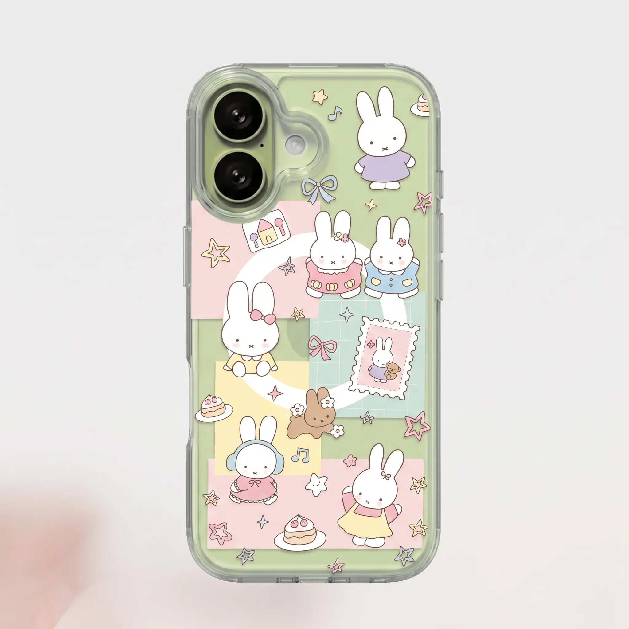 Cute Kawaii Miffy Friends MagSafe Clear Phone Case, Cute Bunny Shockproof Protective Cover, Slim Wireless Magnetic Case for iPhone 17 16 15 14 13 12 11 Pro Max, Samsung S26 S25 S24 S23 S22 Ultra