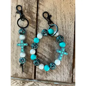Western Turquoise Cross Keychain Set
