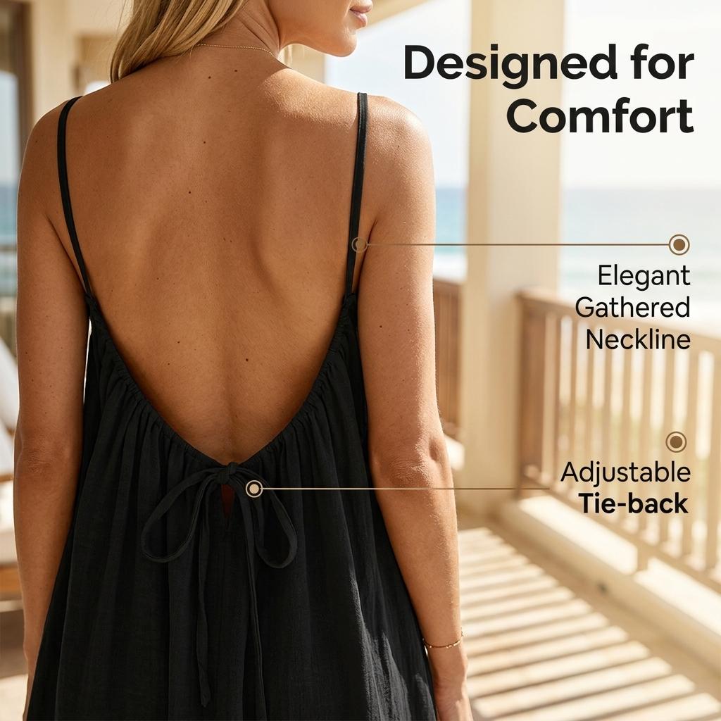 Women's Summer Sleeveless Plain Dress, Elegant Long Nightgown for Indoor Wear, Casual Loose Fit Sleepwear for All Seasons