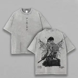 Levi Ackerman Attack on Titan Washed Vintage Oversized T-Shirt, Heavy Cotton Unisex Anime Graphic, AOT Shirt, Levi Tee