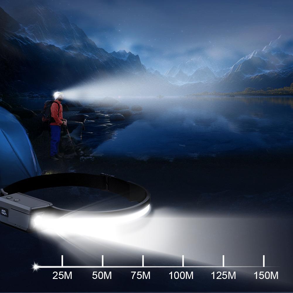 BIAT LED Headlamp Rechargeable 3PCS, 230° Wide Beam Headlight with Motion Sensor, 90° Rotation and Removable Head Lights for Forehead, 5Mode Head Lamp for Adults, Camping Essentials Gear for Hiking