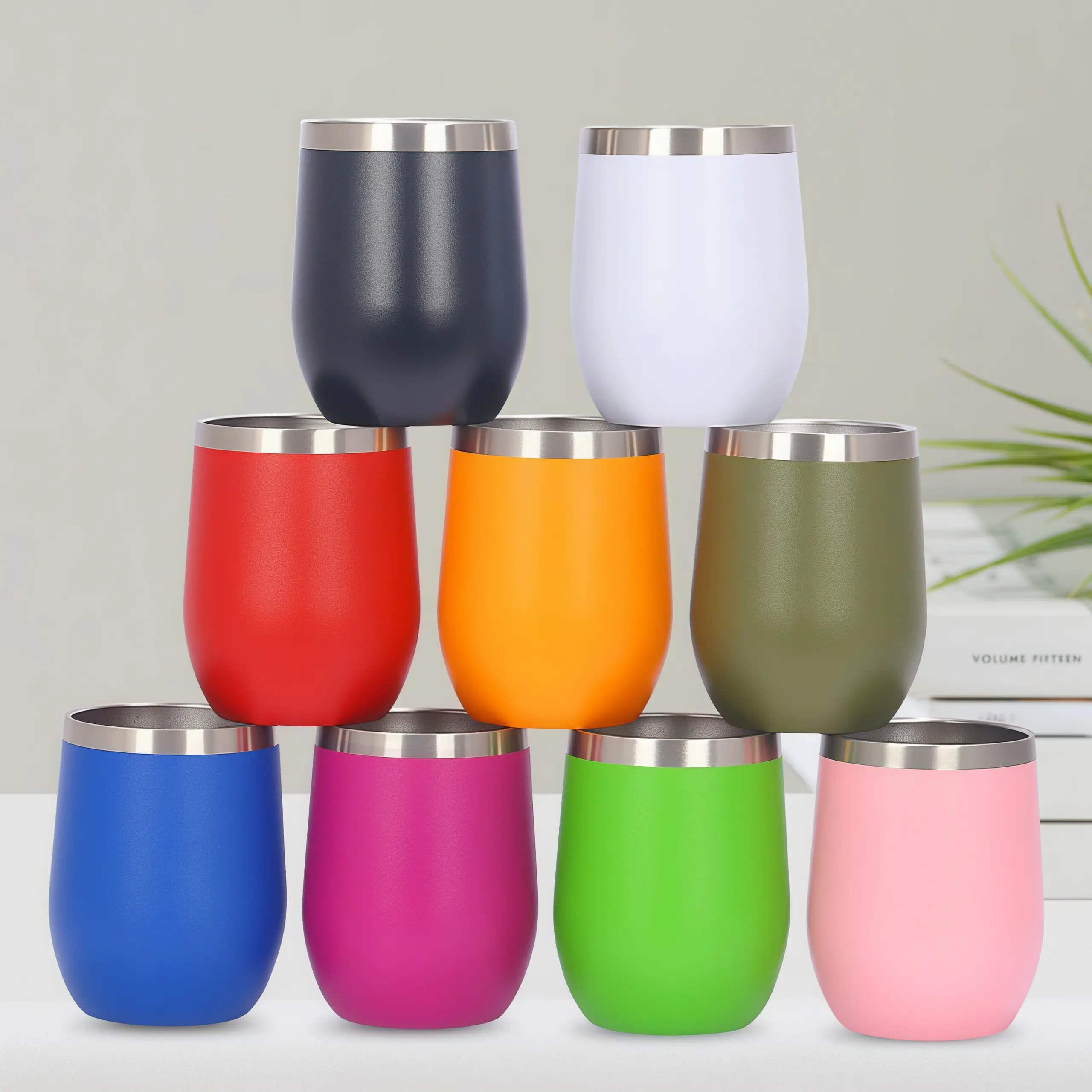 LMMAKE 4PCS 12oz Insulated Wine Tumblers with Lids - Double-Wall Vacuum Stainless Steel Drinkware, Multi-Use for Coffee, Champagne, Beer, Heat & Cold Retention