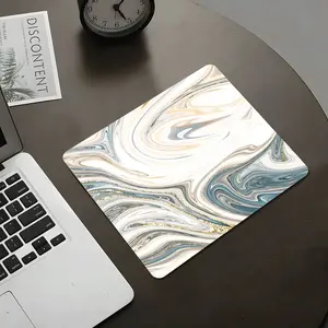 Elegant Beige Gold Marble Square Gaming Mouse Pad, Beautiful desktop decoration protective pad, rubber anti-slip lockedge work pad, washable small size, suitable for laptops, desktop computers, games, work, home, boys, girls, and children.