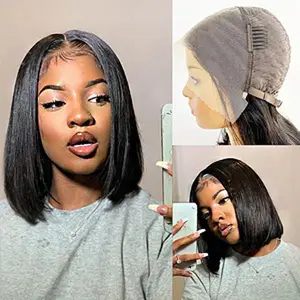 Karlami Hair 13X4 Bob Wig Human Hair Straight Lace Front Wigs Human Hair Wigs for Black Women Short Bob Wigs 150% Density bob human wigs Pre Plucked Natural Black Glueless bob Wig bob wig black woman
