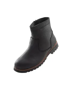 Elk Woods Black Tumbled Leather Zipped Work Boots [84438]
