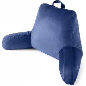 Reading Pillow for Bed with Arm, Large Backrest Cushion for Sitting Up in Bed, Plush Ergonomic Back Pillow for Reading, Watching TV, Gaming & Relaxing,Pillow with Shredded,Blue