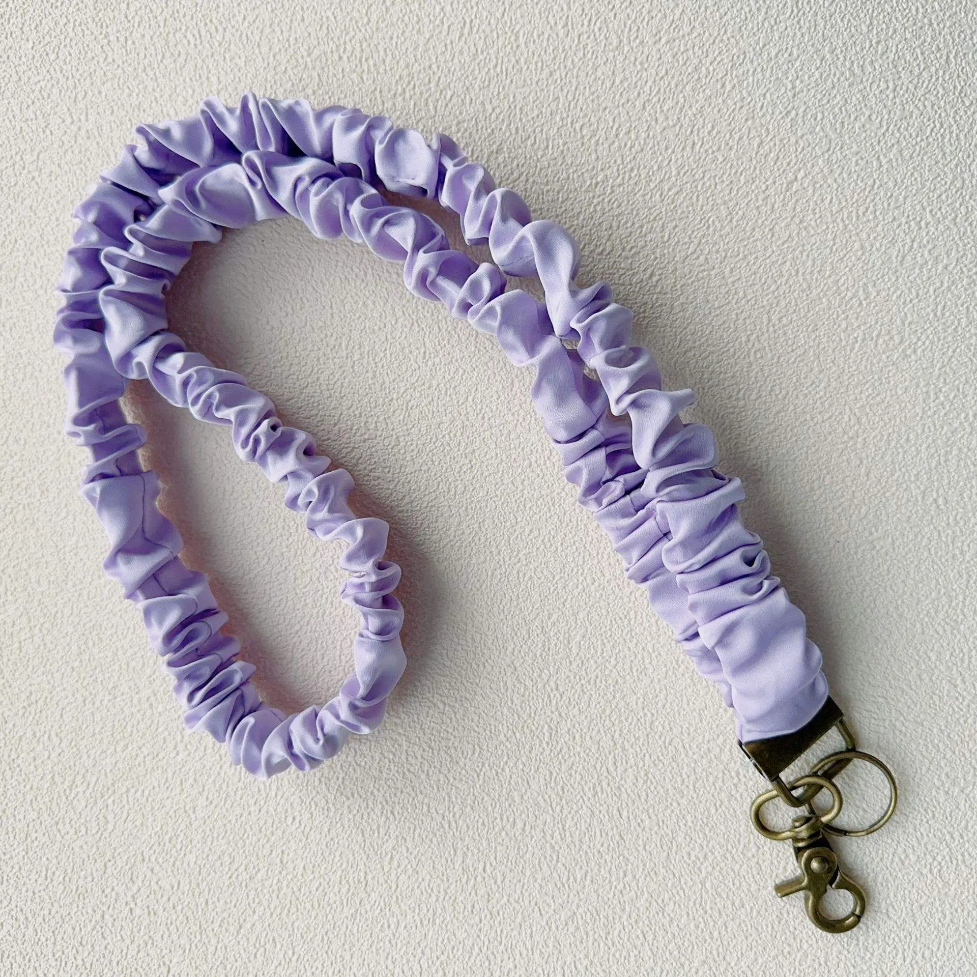 Stretchy Fabric Scrunchie Lanyard, Rotatable Metal Base With Spring Clasp For ID Badges Keys Work Travel And Gym Daily Use