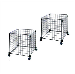 2-pack of DIY Assemble See-thru Wire Panel Mobile Rolling Storage Carts, Interlocked Corners, Sturdy and Weight Loading.  Available in white or black, 14 or 16 Cubic inches.