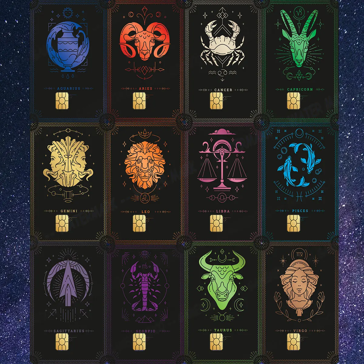 Astrology Signs Custom Credit Card Cover Pop Culture Vinyl Skin Stickers Positive sticker