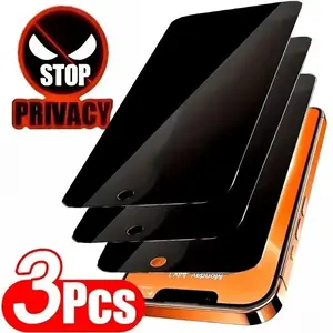 3 Pcs Privacy Tempered Glass Screen Protectors for iPhone 17 Pro Max/17 Pro/17E/16 Pro Max/16 Plus/For Iphone 15 Pro Max/14/13/12 Series Anti-spy Glass Privacy Screen Protective Film