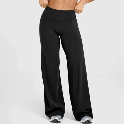 无品牌 Women's Wide-Leg Pants High-Waist Straight Loose Fit - Breathable 4-Way Stretch, Moisture-Wicking, Non-See-Through, Pockets, Casual Sporty Workleisure for Spring-Summer, Women