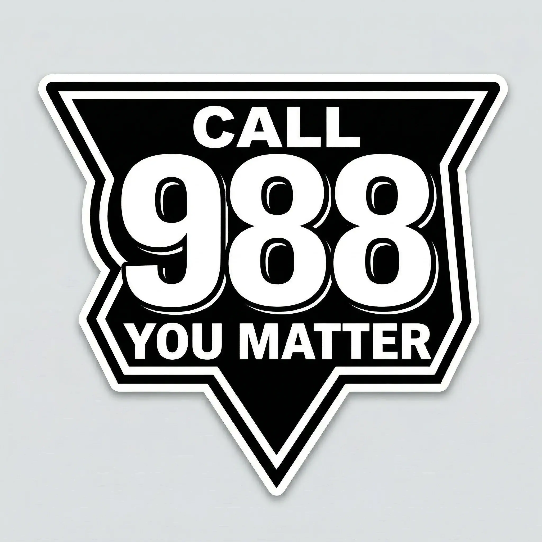 Call 988 You Matter Reflective Vinyl Hard Hat Decal, Multi-Size Window Decal for Automotive-Motorcycle Outdoor Surfaces