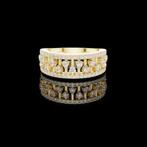 0.60 TCW Diamond Cascade Band Round Cut Lab Grown Brilliance in a Double Row Pavé Setting