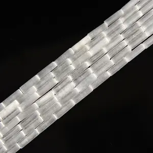 Natural Selenite Cylinder Tube Beads Size 4x13mm 15.5'' Strand