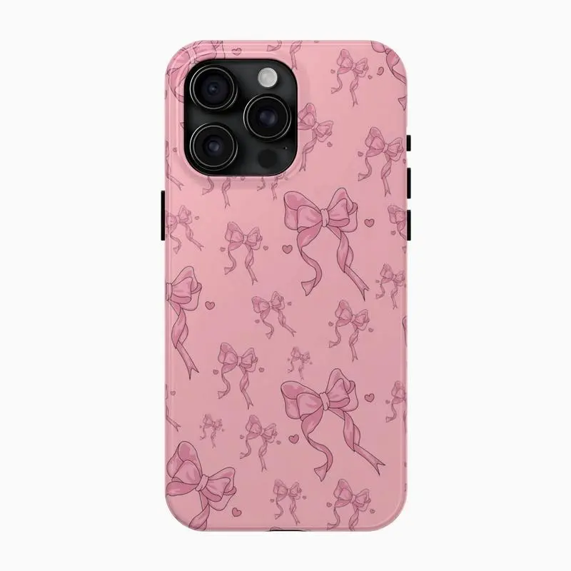 Pink Croquet Bow Knot Soft TPU Smartphone Case - Shockproof Protector, Scratch Guard Handheld Device Accessory with Precise Cutouts, Beveled Edges for iPhone 12-17 Pro Variants, Samsung S23-S25