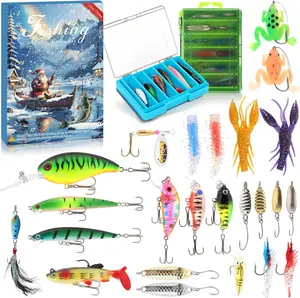 2025 Fishing Advent Calendar - 24 Days Christmas Countdown with Fishing Lures & Tackle Kit, Xmas Gift for Men, Dad, Teen Boys, Fisherman with Storage Box