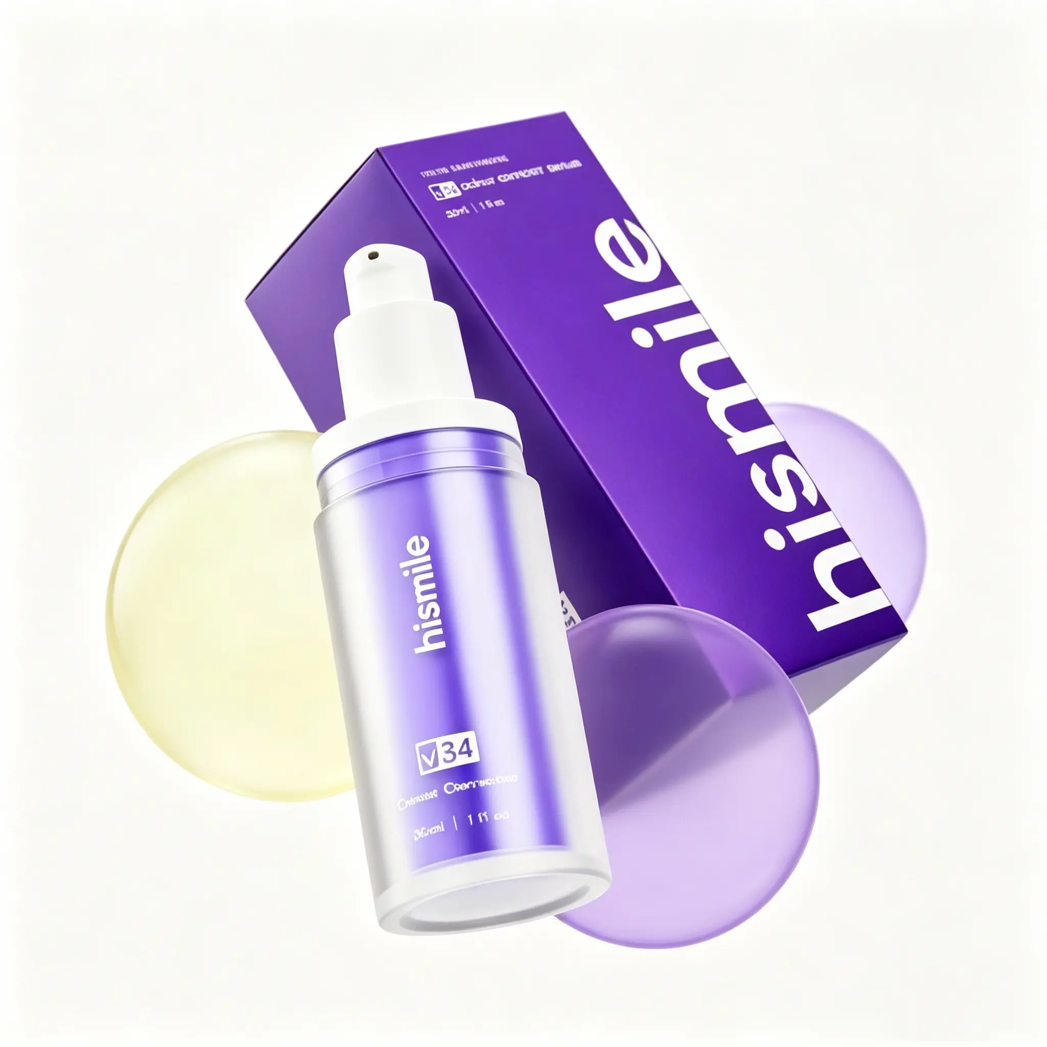 V34 Purple Color-Correcting Tooth Serum - Daily Toothpaste Duo to Neutralize Coffee & Tea Stains. Gentle Formula for Sensitive Teeth, Reveals a Natural Brighter Smile. Oral Whitening