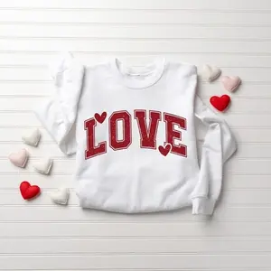 Retro Love Valentines Heart Sweatshirt, Teacher Valentines Sweater, Women’s Valentine Graphic Shirt, Cute Vintage Love Crewneck Gift