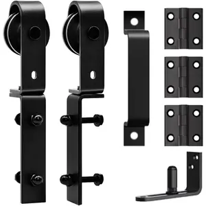 Bifold Barn Door Roller Set, Bi-fold Barn Door Hardware Kit for 2 Doors, Corrosion-Resistant Black Spraying, Folding Push-Pull for Space Saving, Smooth and Quiet Sliding(Bifold-Roller)