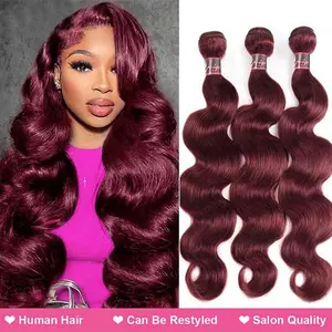 【LUCKOCKOS 】14A Colored Burgundy 99J Body Wave Human Hair Bundles With 4x4 Closure Extensions 3 4 Pcs Raw Hair 100% Human Hair Weave Extensions