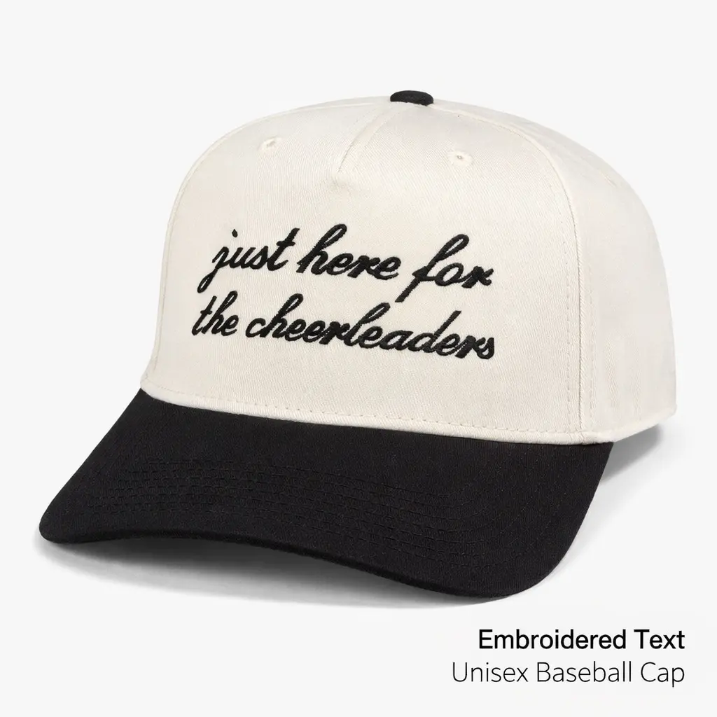 Hats Snapback with "Just Here for the Cheerleaders" Embroidery, Unisex Breathable & Adjustable Baseball Cap for Game Day, Casual Hat, Fashion Snapback, Embroidered Snapback Hat