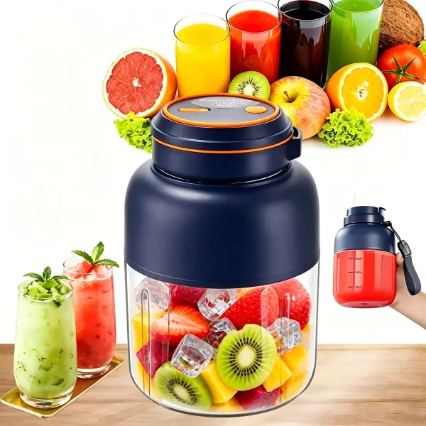Portable Wireless Stainless Steel Blender Cup - 44oz Large Capacity, 38 Blades, Dual Leakproof Lids, BPA-Free Automatic Smoothie Mixer with Carry Strap, Holiday Gift for Birthday Parties Family Gatherings Outdoor Use