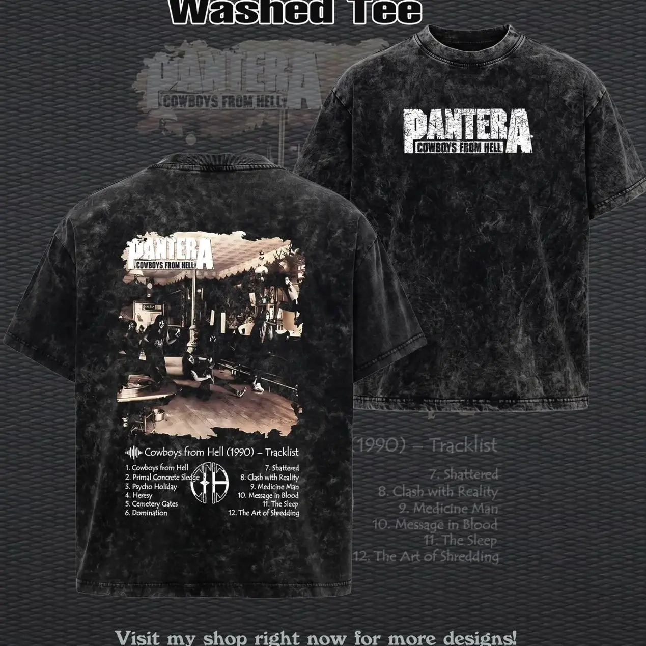 Vintage PANTERA COWBOYS FROM HELL 1990 New Black Metal Unisex Rock Band Cotton T-Shirt - Hoodie, Y2K Outfits Top Menswear Clothing Pantera Merch, Concert Merch, Summer Outfits, Gift For Fans F5W