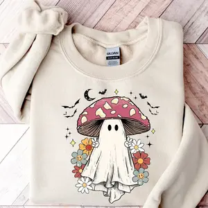 Magic Mushroom Sweatshirt, Ghost Mushroom Sweatshirt, Spooky Season Shirt, Funny Fall Shirt, Ghost Sweatshirt, Halloween Hoodie OZY