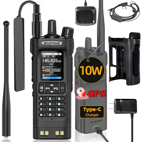 1/2PCS BAOFENG UV 32 10W Rechargeable Walkie Talkies Handheld Two Way Radio NOAA Weather Radio with GPS, APP Programming for Camping Survival Gear