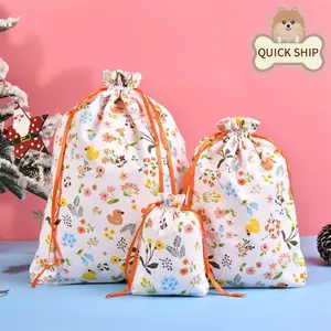 Cute Yellow Duck  Drawstring Gift Bag, Cotton Bag Bulk, Present Gift Packing Sack, Christmas