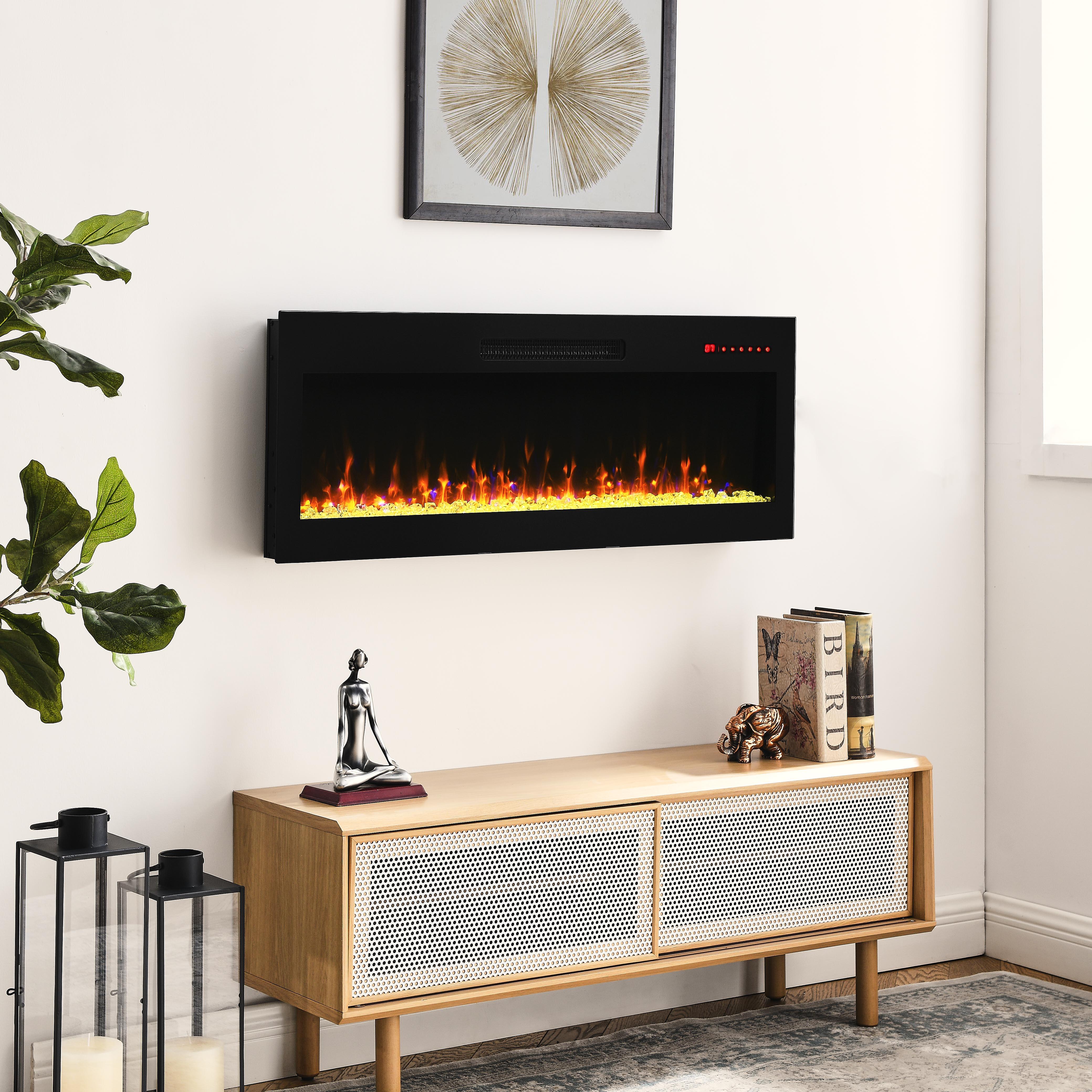Eyisean 36"/42" Electric Insert Fireplace Heater, Wall-Mounted Recessed Thin Tempered Glass Fireplace with Remote Control & LED Light, 1400W Heat & Adjustable 16 Flame Colors, 3 Display Styles and Timer for Living Room, Bedroom Eyisean 36"/42" Electric Insert Fireplace Heater, Wall-Mounted Recessed Thin Tempered Glass Fireplace with Remote Control & LED Light, 1400W Heat & Adjustable 16 Flame Colors, 3 Display Styles and Timer for Living Room, Bedroom