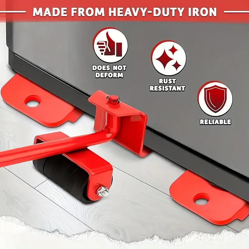 Heavy-Duty Iron Universal Wheel Sliding Base Moving Tool - Anti-Slip Anti-Rust, D-Handle, Metal Wheel, Steel Sliders for Refrigerator, Washing Machine Heavy Objects, Anti-Slip Anti-Rust Sliders