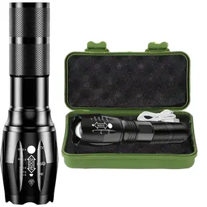 Rechargeable Tactical Flashlight (Rechargeable Battery and Charger Included) - High Lumens LED, Super Bright, Zoomable, 3 Modes, Waterproof Outdoor Torch Lamp - Best Camping, Emergency Flashlights, Gifts for Husband & Boyfriend