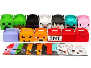 24 Pcs Pixel Style Party Gift Packaging Box, Game Theme Small Gift Boxes, Dessert Packaging Boxes, Birthday Party Supplies
