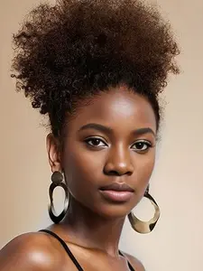 1PC 8Inch Afro Curly Hair Buns Updo Chignon Drawstring Ponytail Extension Women Short African Twisted Curly Black Brown Purple Blue Red Hot Pink Hair Bun Ponytail Extension Synthetic Hair Patch African Ponytail Natural Hair for Black Friday Christmas