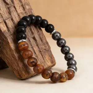 Tiger Eye, Black Tourmaline & Hematite Bracelet – Triple Protection Bracelet for Men Women, Strength & Positive Energy Gift for Him Her
