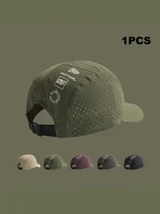 Men Women Breathable Hole Running Cap, Quick Dry Outdoor Baseball Hat, Adjustable Sun Hat, Lightweight Base Camp 5 Panel Hat