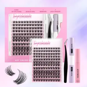 Sulfuras New Lashes Short Fairy Venus with Invisible Band Lashes Wispy Lash Clusters Individual Lashes 8-14MM Natural Waterproof for Girls DIY Cluster Eyelash Extensions Long Lasting Manga Makeup Cosmetic Springtok Gift
