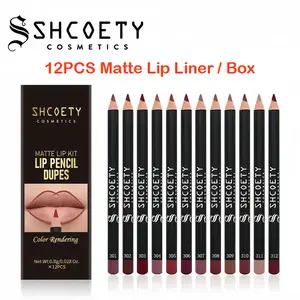 Easy Coloring Lip Liner Pencil Set, 12pcs/box Matte Lip Liners, Long-Lasting Matte Lipliner for All Occasions, Lip Makeup Cosmetic Kit, Lip Product