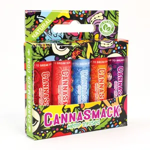 CannaSmack Natural Lip Balm Collection Pack - Sooth, Protect, & Moisturize Your Lips. 5 Flavors - Mango, Tropical, Peach, Berry, & Pineapple - Beeswax, Coconut Oil, & Vitamin E - Cruelty Free Lip Moisturizer