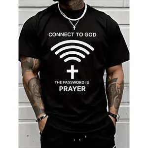 [100%25 Cotton] Modern - Styled T - Shirt Combining Wi - Fi Symbol And Cross With Inspiring Phrases For Devout Wearers T-Shirt For Men And Women