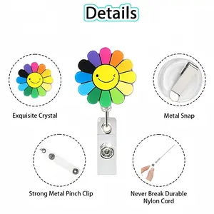 Stretchy Badge Reel with ID Card Holder, Cartoon Cute Design, Durable Clip, Smooth Bounce, Extensible Lanyard, Office & School Supplies