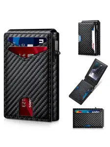 Stylish Black RFID Popup Card Wallet for Men - Slim Design, Secure Storage & Effortless One-Touch Eject(Does not support storing cash)