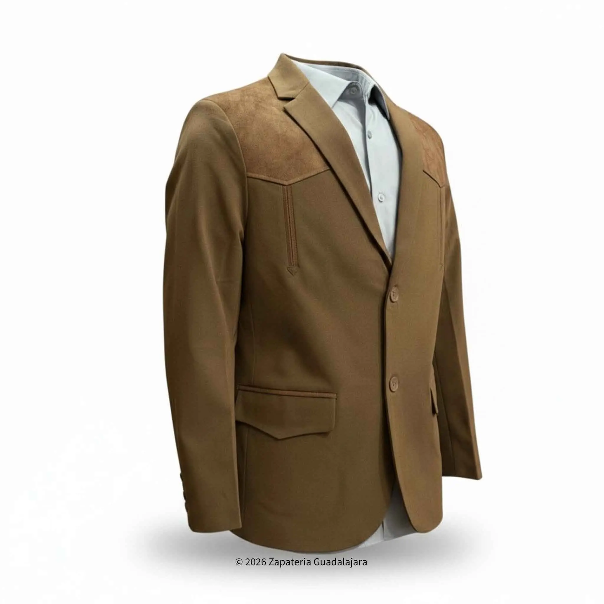 Brown Suade Western Blazer-LAM515