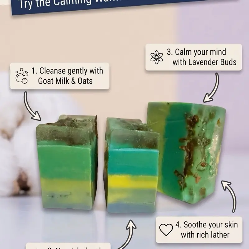Body Food Goat's Milk Lavender Bath Soap - Hydrating Body Care Cleansing Bar for Daily Use with Vanilla Scents, Simple Effectiveness (Beauty & Personal Care Bath & Shower Essential), Mint Vanilla, Bar Body Wash & Cleansers