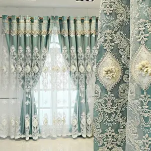 1pc Luxury Embroidered European Style Blackout Window Curtain, UV Protection, Ring Top Hanging, Suitable for Living Room Bedroom Kitchen Balcony Decor