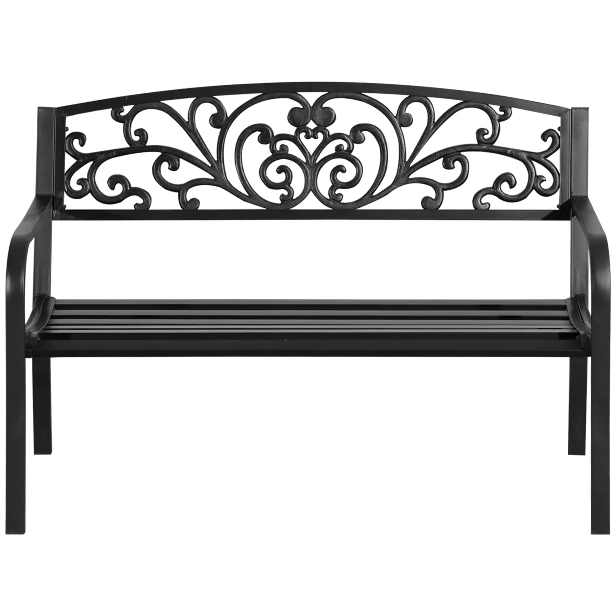 50-in Blossoming Pattern Outdoor Garden Bench, Floral Design, Relaxing Comfortable Build, Outdoor Furniture for Patio Park Seating